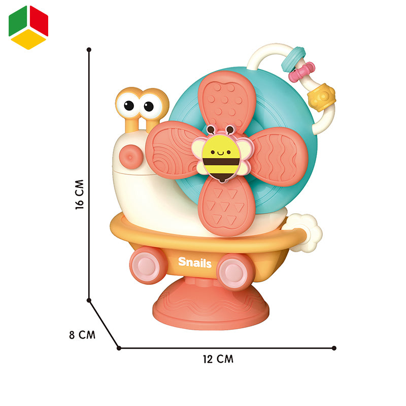 Suction toy for baby Cartoon snail sensory toy for babies 2 in 1 pull back car bath toy
