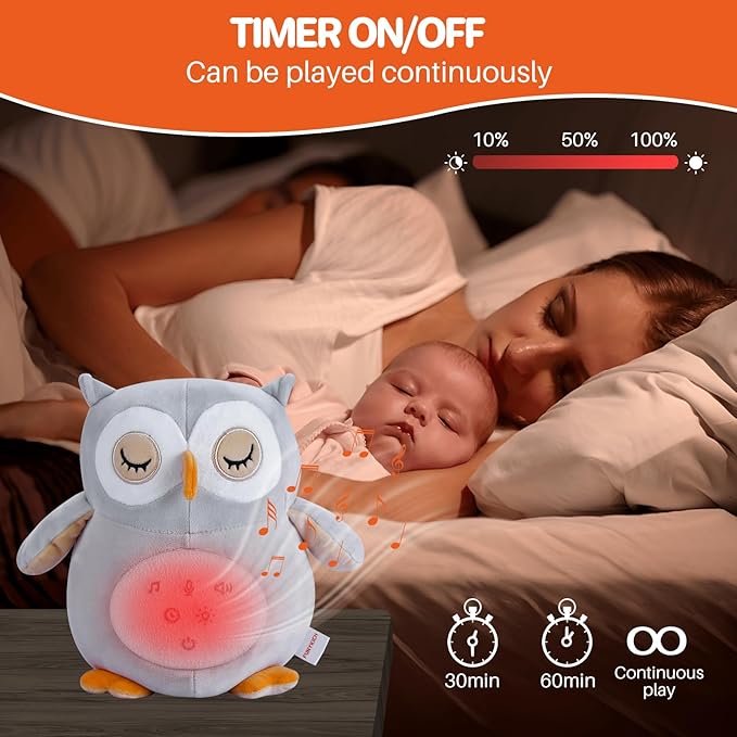 Sleep Aid Baby Owl Plush Music Box White Noise Otter with Recording Function
