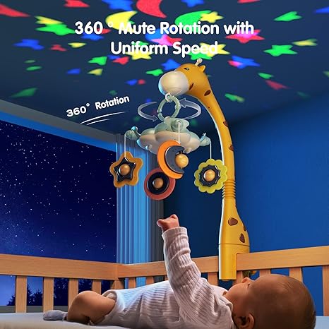 Newborn cot mobile with lights and music, newborn crib toys