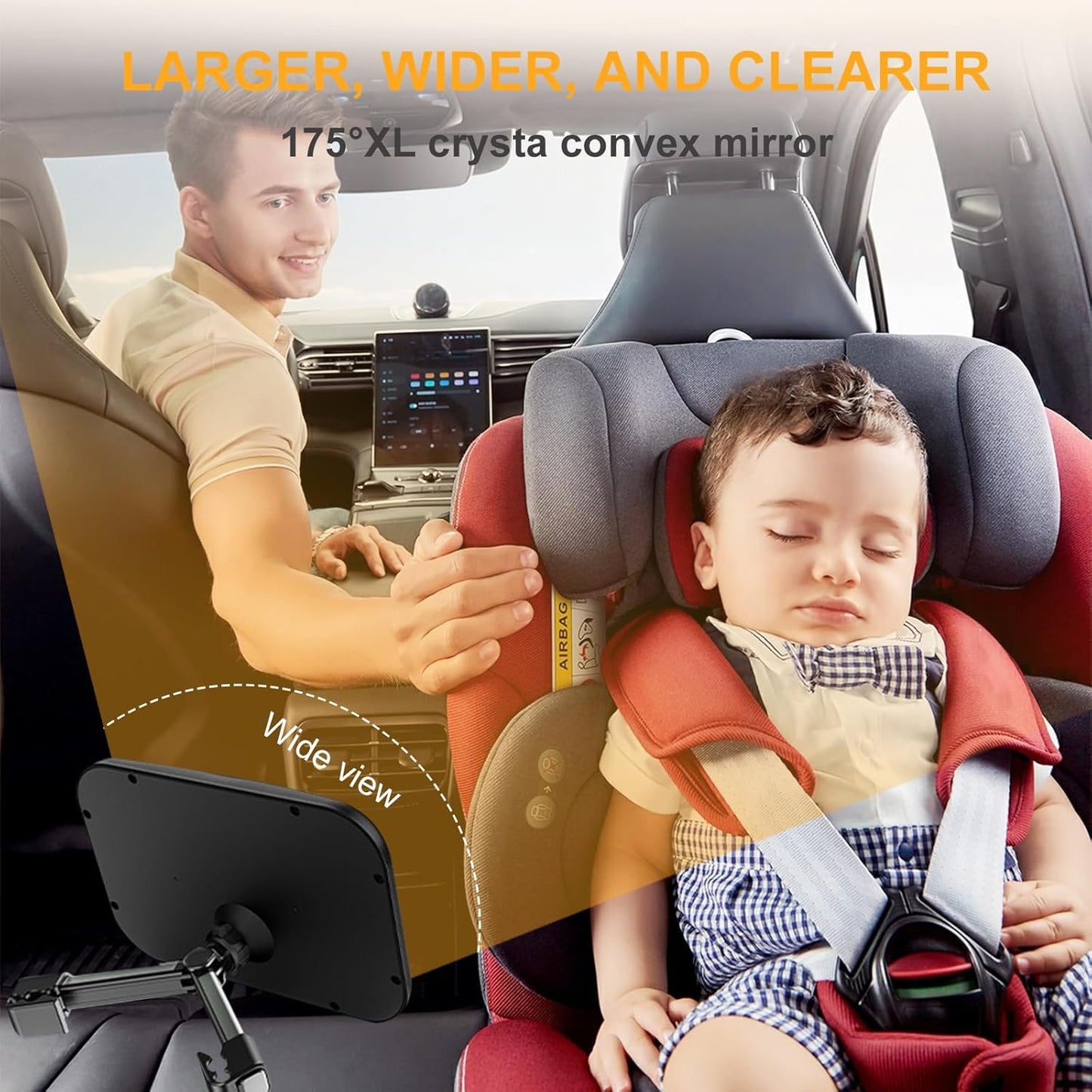 Baby Car Seat Mirror - Baby Back Seat Front View Mirror - Adjustable Shatterproof In Car Safety Mirror