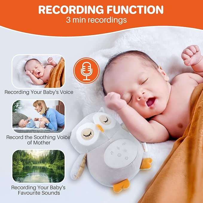 Sleep Aid Baby Owl Plush Music Box White Noise Otter with Recording Function