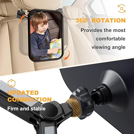 Baby Car Seat Mirror - Baby Back Seat Front View Mirror - Adjustable Shatterproof In Car Safety Mirror