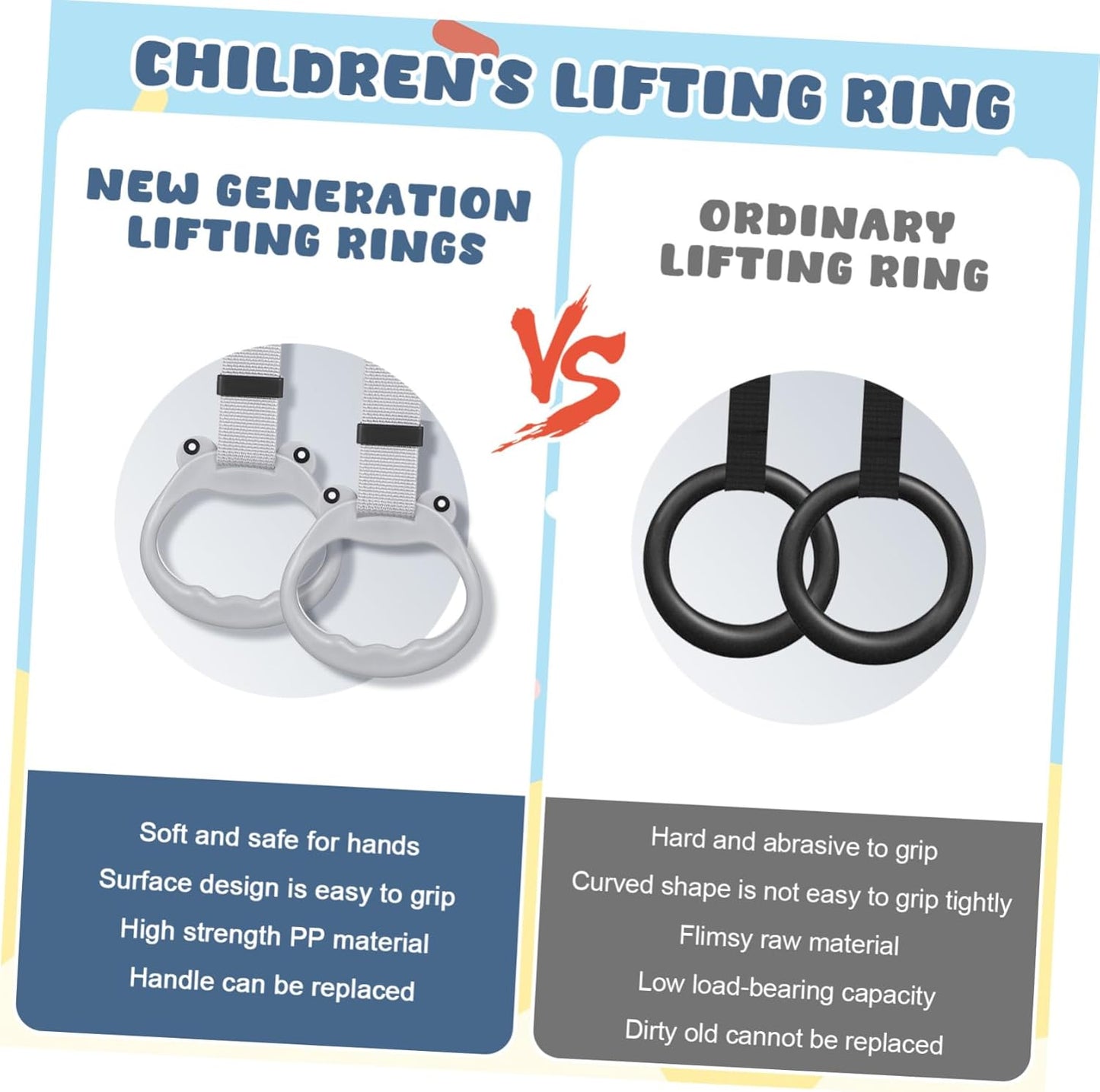 2 Piece Pull Up Handle Crib Standing Rings Walking Exercise Aid Rings