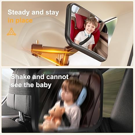 Baby Car Seat Mirror - Baby Back Seat Front View Mirror - Adjustable Shatterproof In Car Safety Mirror