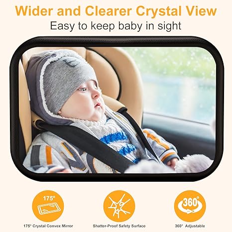 Baby Car Seat Mirror - Baby Back Seat Front View Mirror - Adjustable Shatterproof In Car Safety Mirror