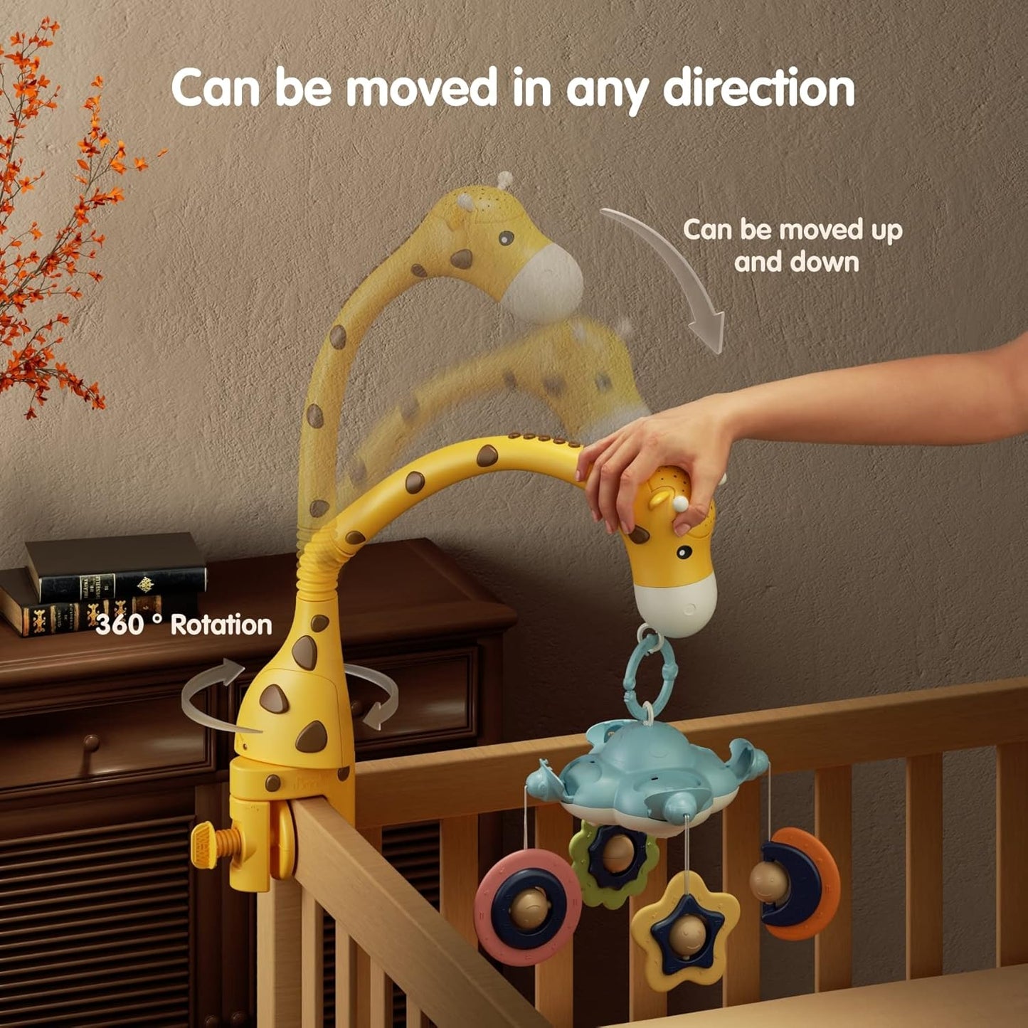 Newborn cot mobile with lights and music, newborn crib toys