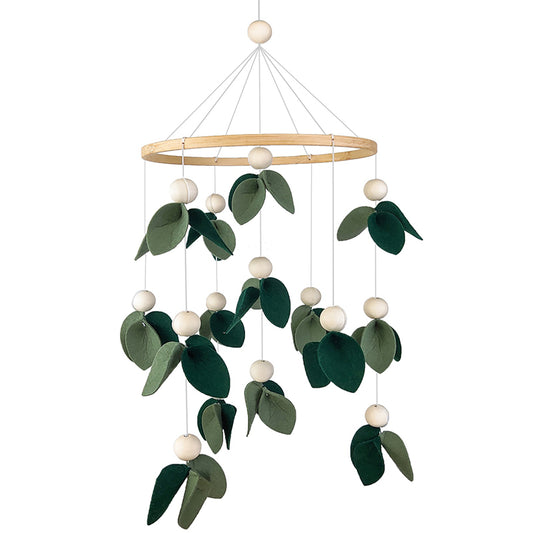 Forest Baby Mobile Green Leaf Mobile for Crib Mobile with Wooden Bead