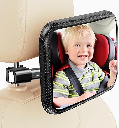 Baby Car Seat Mirror - Baby Back Seat Front View Mirror - Adjustable Shatterproof In Car Safety Mirror